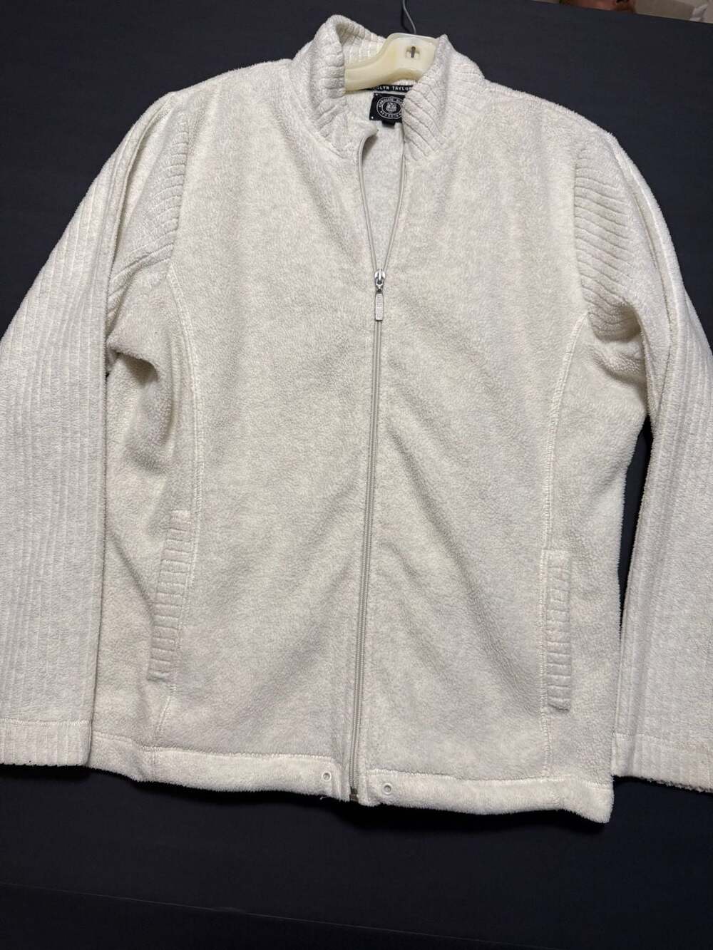 Carolyn Taylor By Design White Fleece Full Zip Jacket Size L